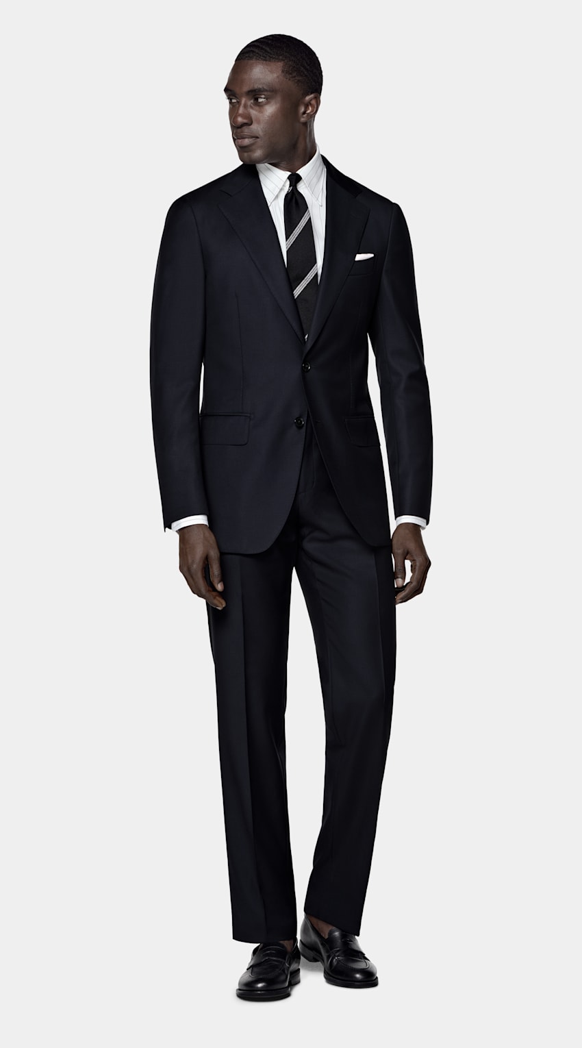 SUITSUPPLY All Season Pura lana S110s de Vitale Barberis Canonico, Italia Traje Havana azul marino corte Tailored