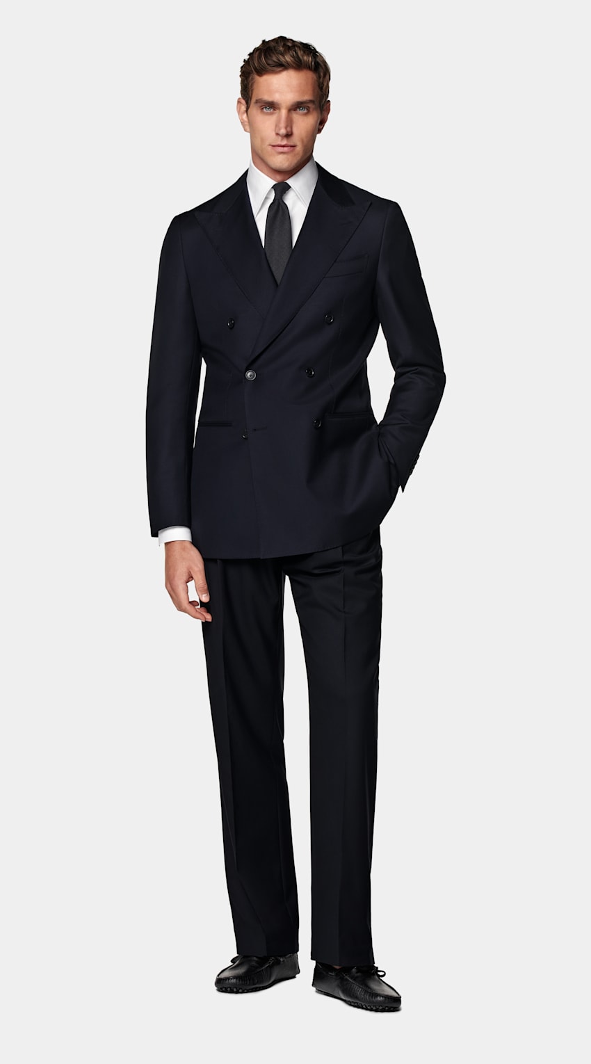 SUITSUPPLY All Season Pure S110's Wool by Vitale Barberis Canonico, Italy Navy Tailored Fit Havana Suit