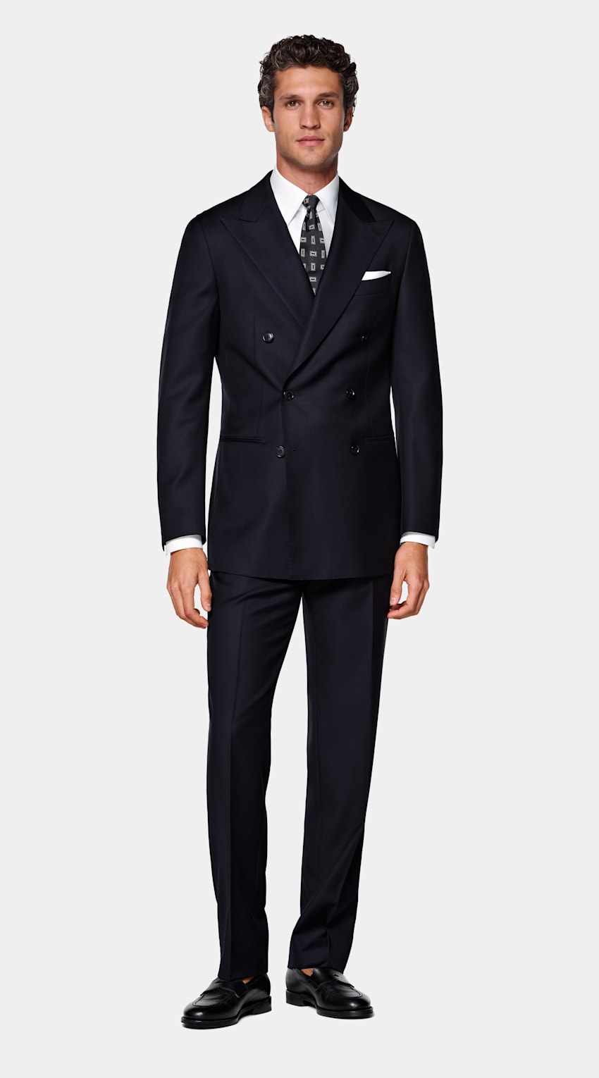 SUITSUPPLY All Season Pure S110's Wool by Vitale Barberis Canonico, Italy Navy Tailored Fit Havana Suit
