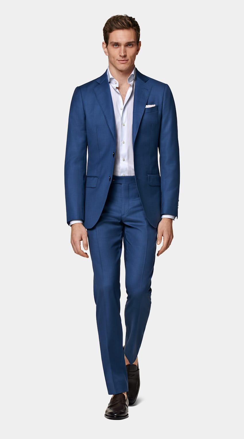 SUITSUPPLY Pure S110's Wool by Vitale Barberis Canonico, Italy Mid Blue Lazio Suit