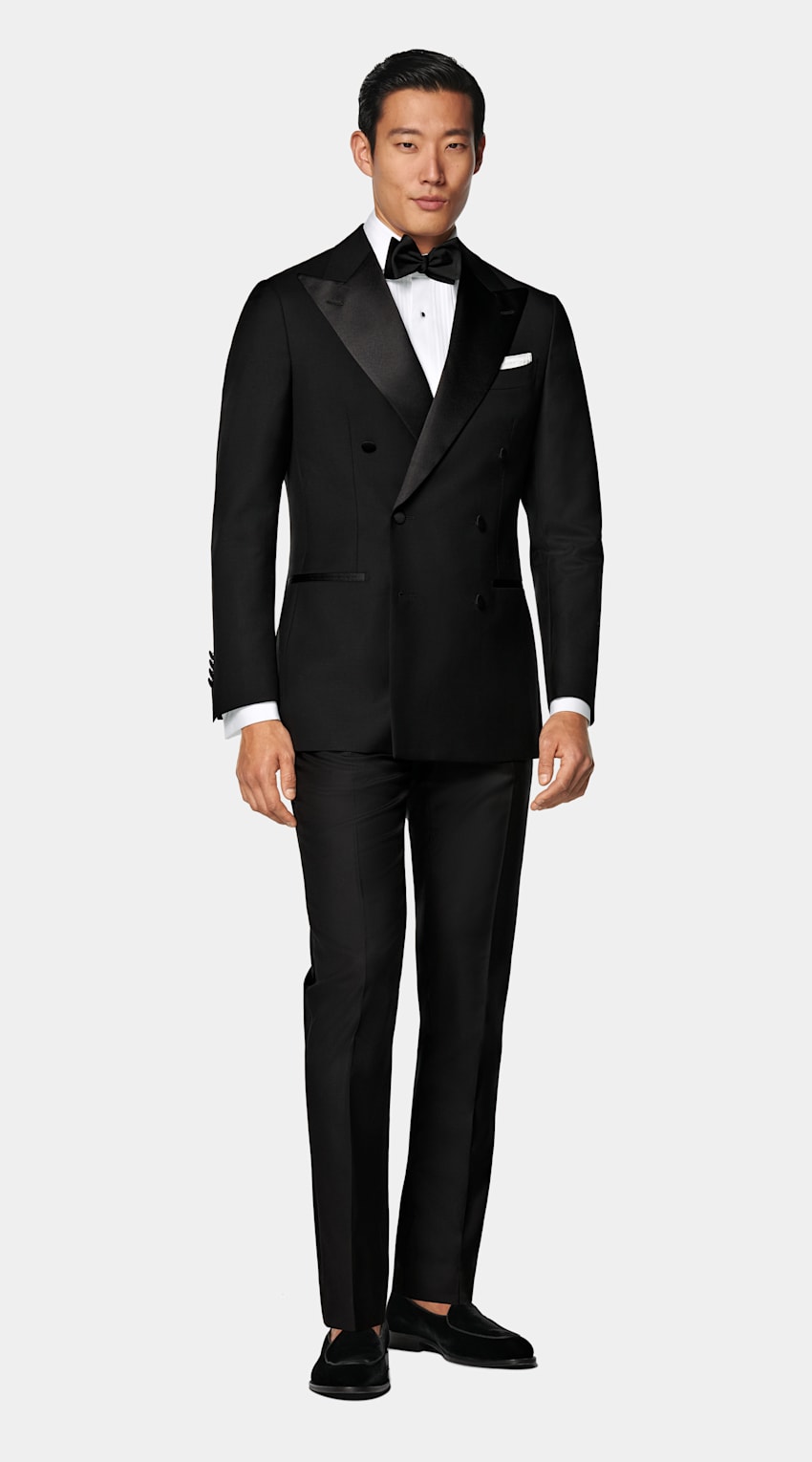 SUITSUPPLY All Season Pure S110's Wool by Vitale Barberis Canonico, Italy Black Tailored Fit Havana Tuxedo