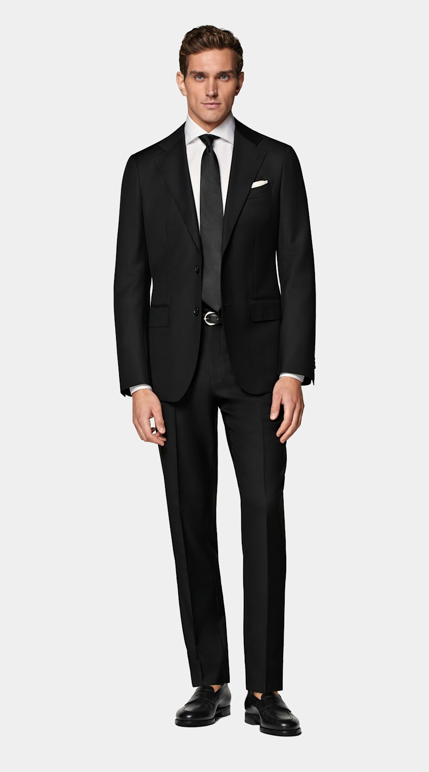 SUITSUPPLY All Season Pure S110's Wool by Vitale Barberis Canonico, Italy Black Tailored Fit Havana Suit