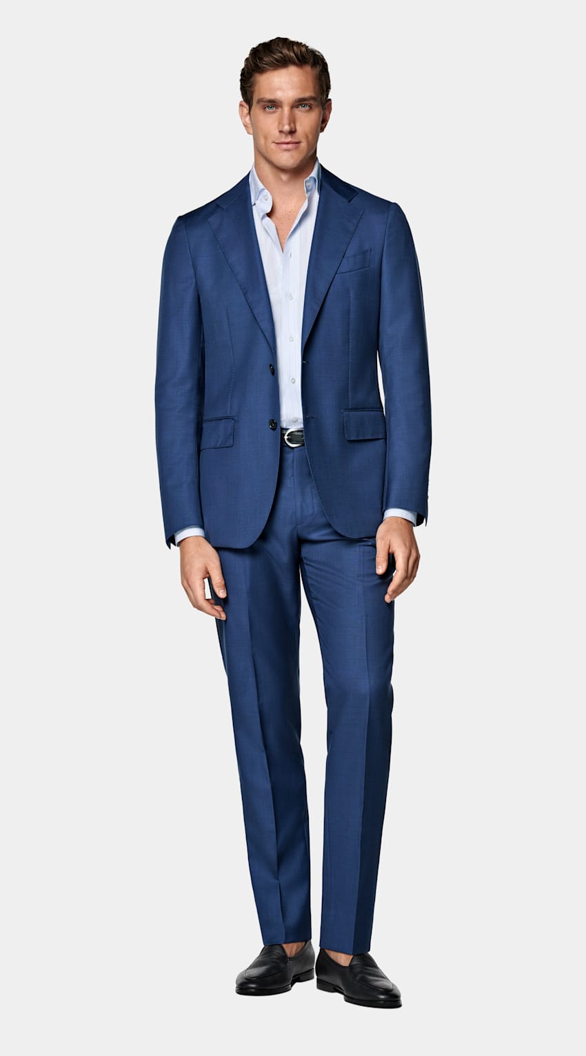 SUITSUPPLY All Season Pure S110's Wool by Vitale Barberis Canonico, Italy Mid Blue Tailored Fit Havana Suit
