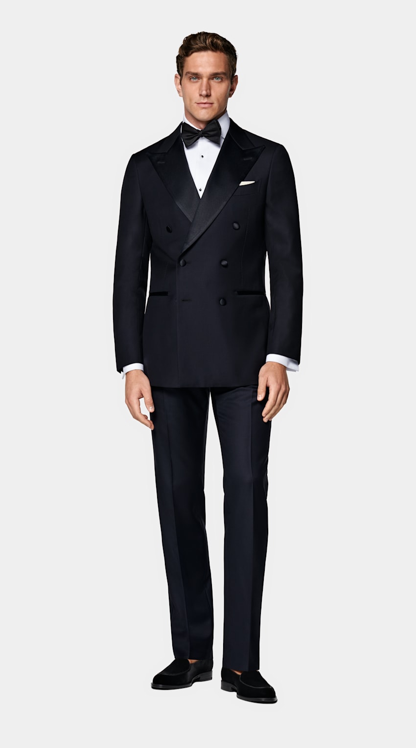 SUITSUPPLY All Season Pure S110's Wool by Vitale Barberis Canonico, Italy Navy Tailored Fit Havana Tuxedo