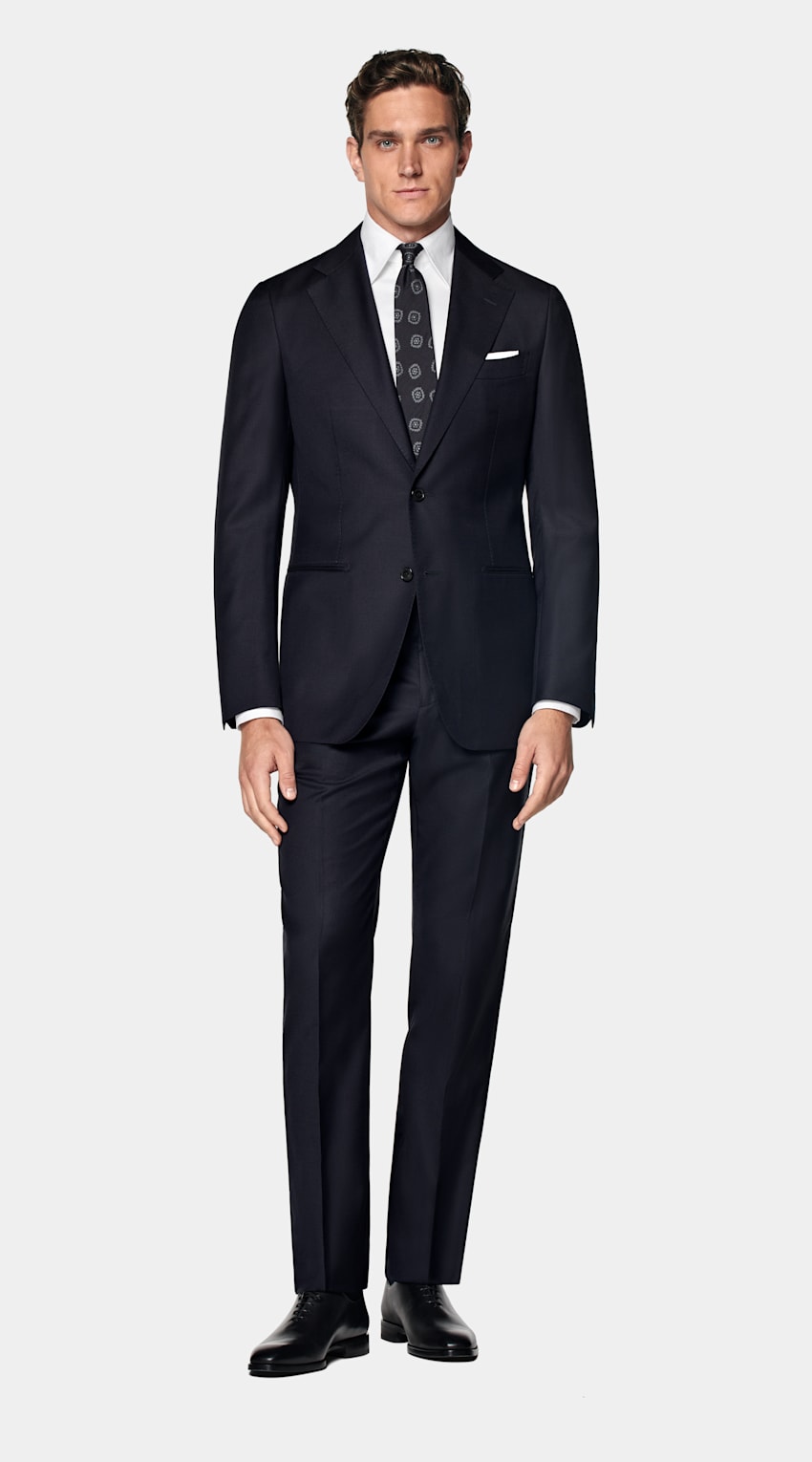 SUITSUPPLY All Season Pure Wool by Reda, Italy Navy Perennial Tailored Fit Havana Suit
