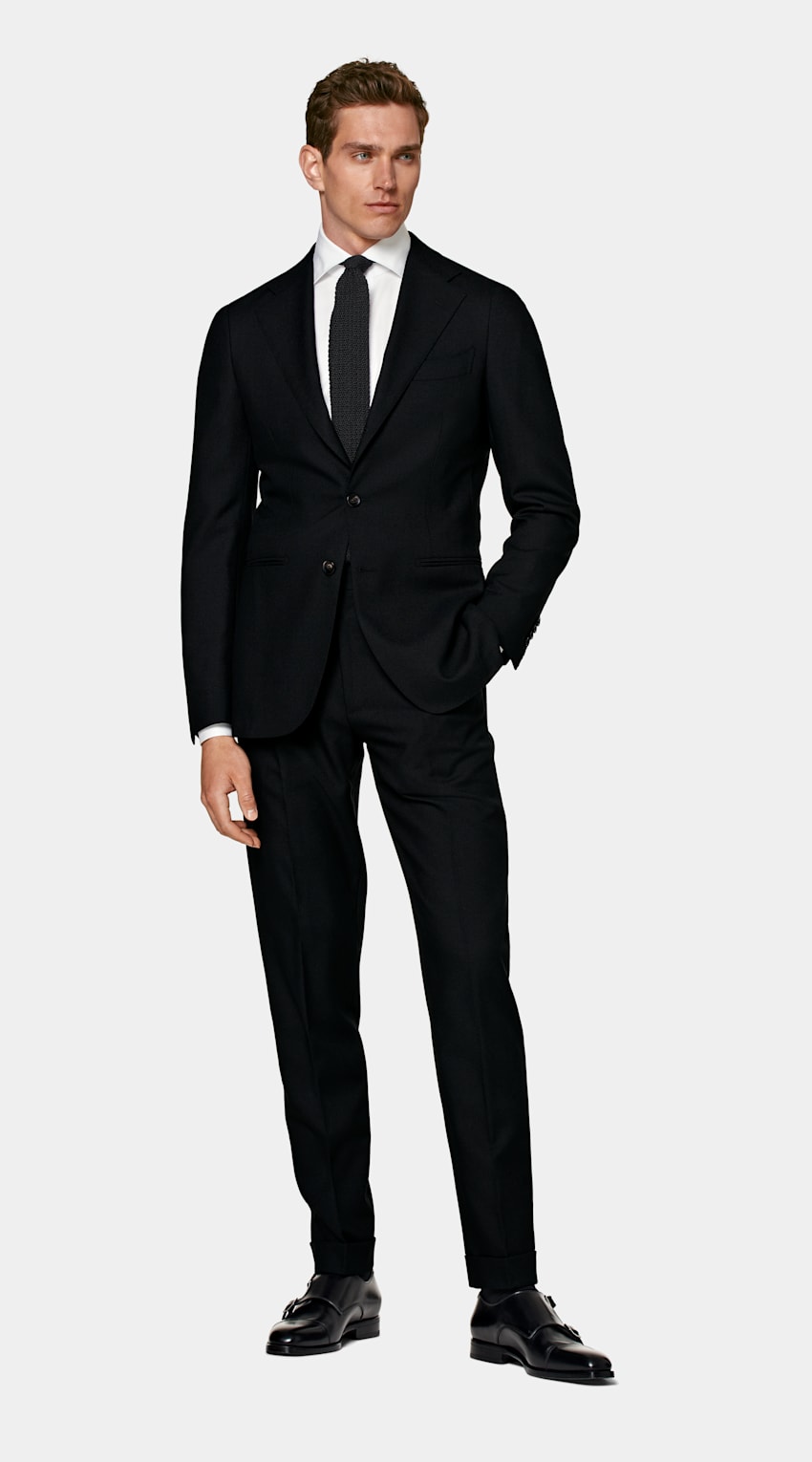 SUITSUPPLY Pure 4-Ply Wool by Rogna, Italy Black Havana Suit