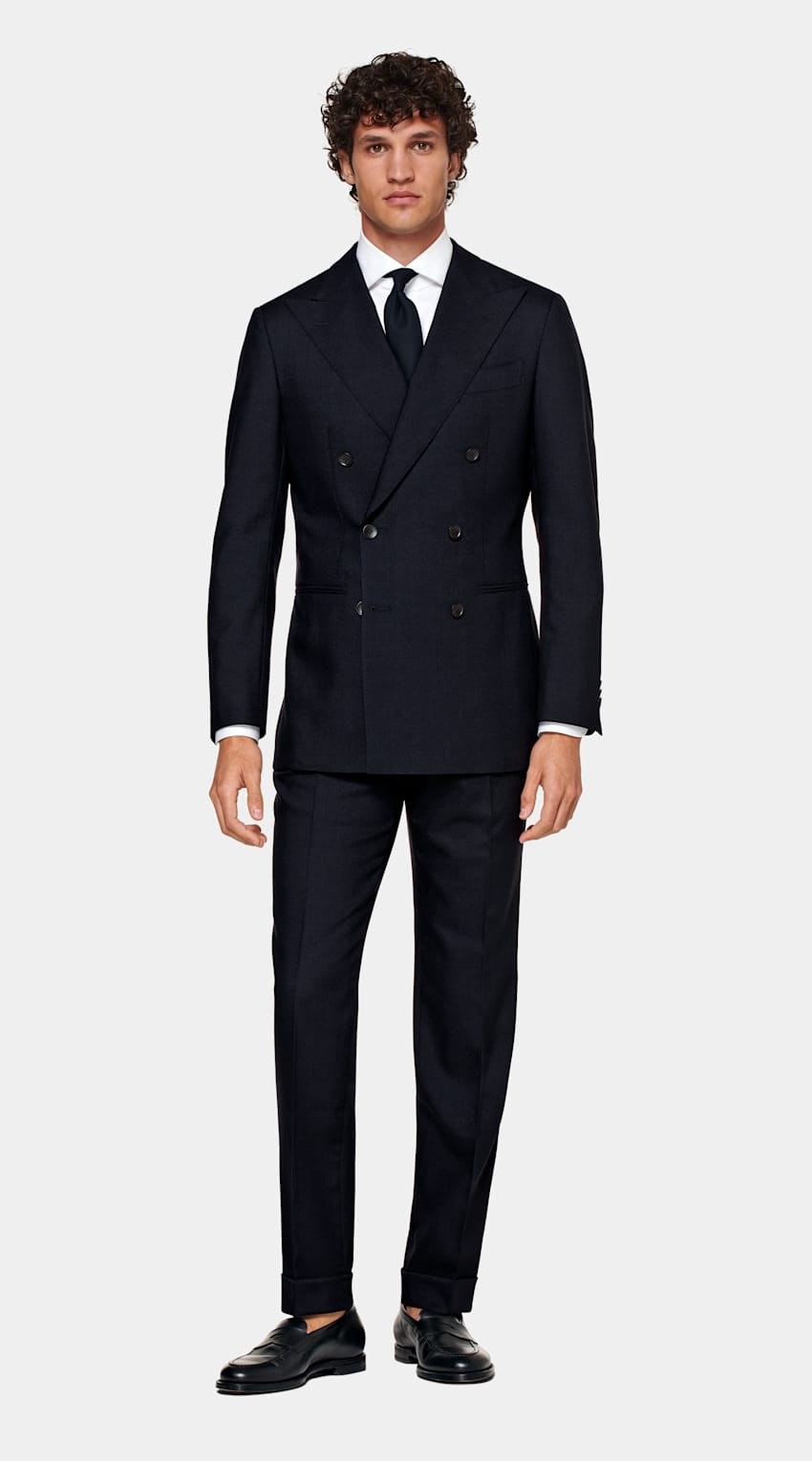 SUITSUPPLY Pure 4-Ply Traveller Wool by Rogna, Italy Navy Havana Suit