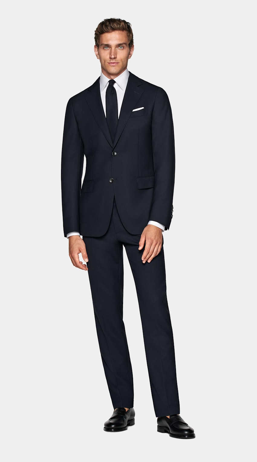 SUITSUPPLY Pure Wool Traveller by Vitale Barberis Canonico, Italy Navy Havana Suit