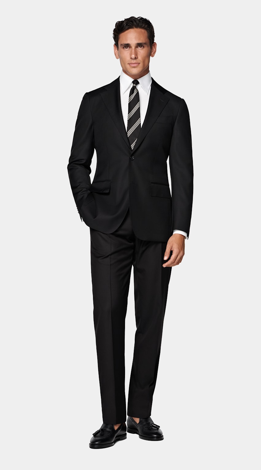 SUITSUPPLY All Season Pure S110's Wool by Vitale Barberis Canonico, Italy Black Tailored Fit Havana Suit