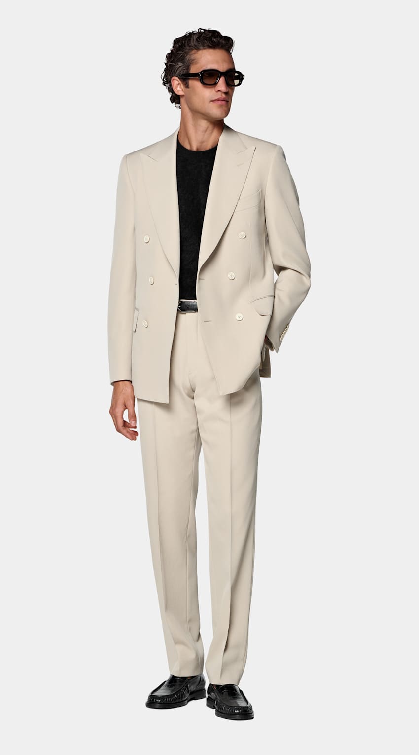 SUITSUPPLY All Season Wrinkle-Free 4-Ply Wool by Rogna, Italy Light Brown Tailored Fit Milano Suit