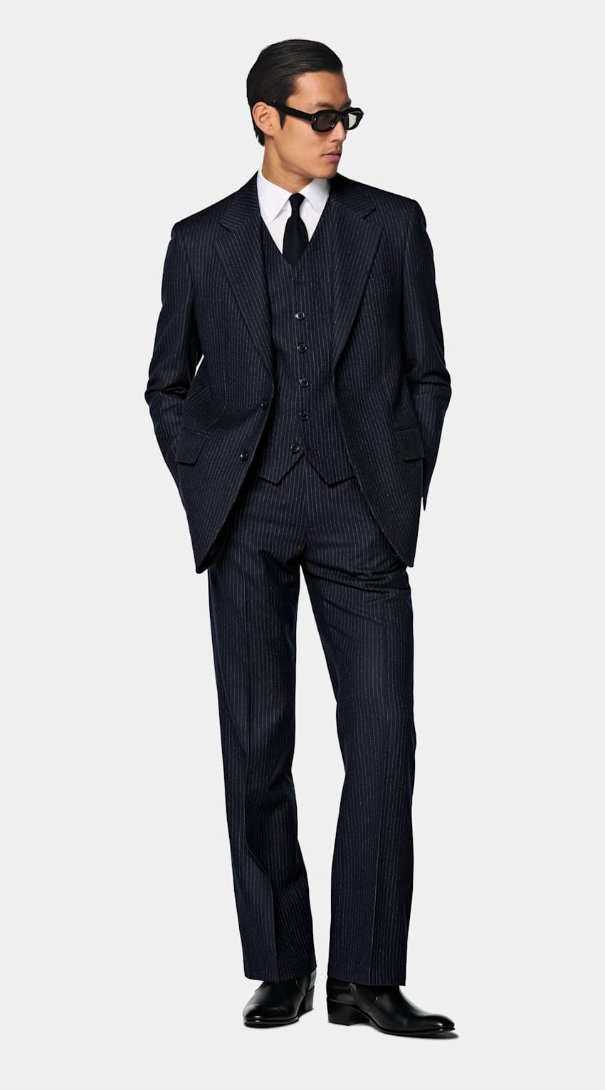 SUITSUPPLY Winter Pure Wool von Savile Clifford, Vereinigtes K&ouml;nigreich Navy Relaxed Fit Roma Suit
