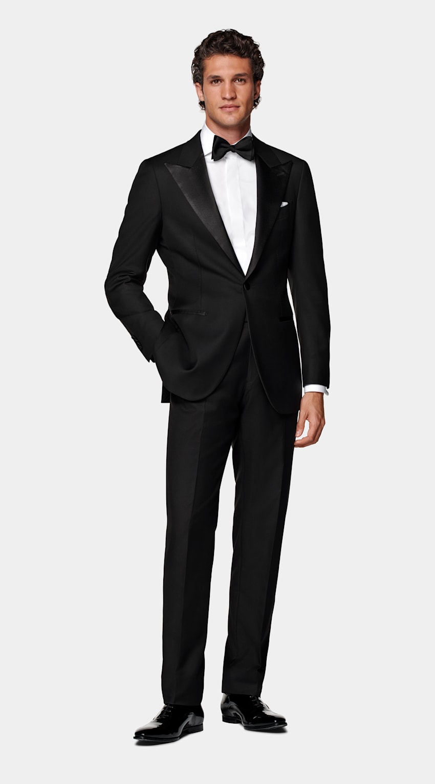 SUITSUPPLY All season Pure laine S110's par Vitale Barberis Canonico, Italie Smoking Havana coupe Tailored noir