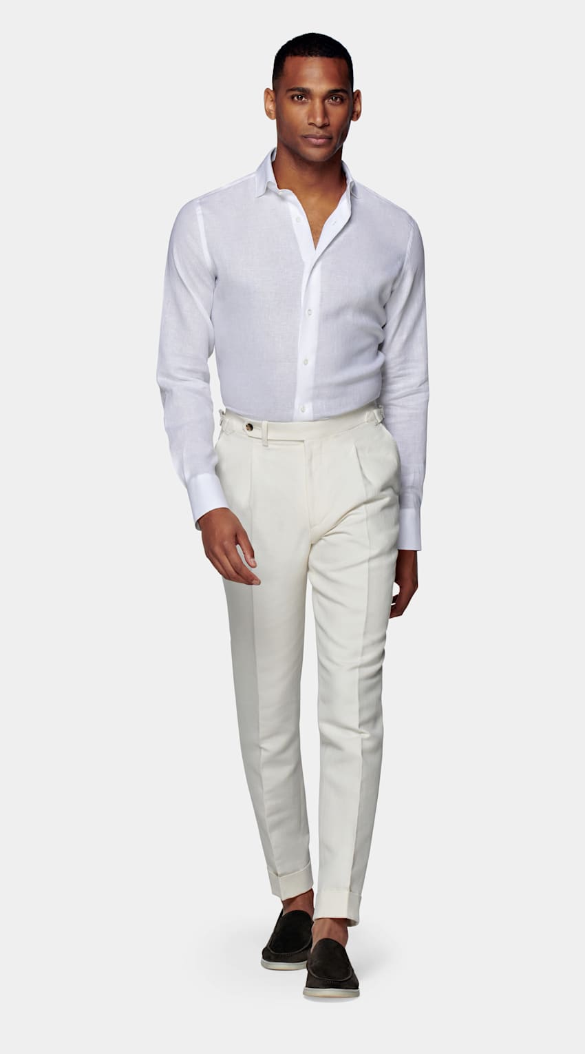White Slim Fit Shirt | Pure Linen | Suitsupply Online Store
