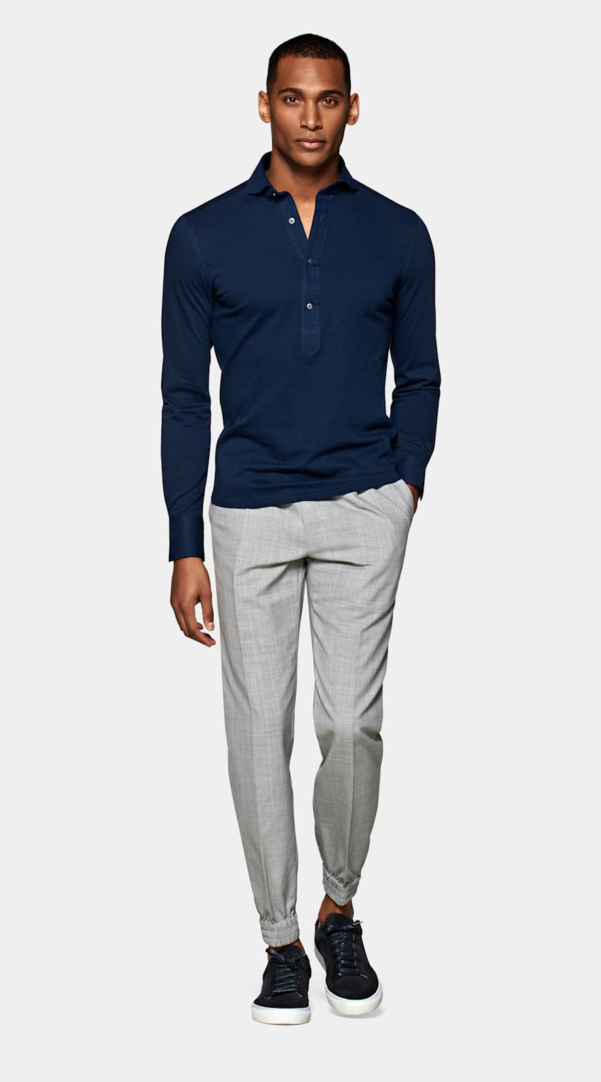 Blue Jersey Extra Slim Fit Popover