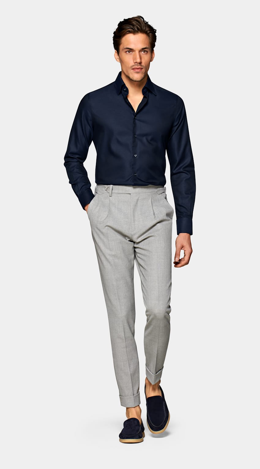 Navy Royal Oxford Slim Fit Shirt | Pure Cotton Traveller | Suitsupply ...