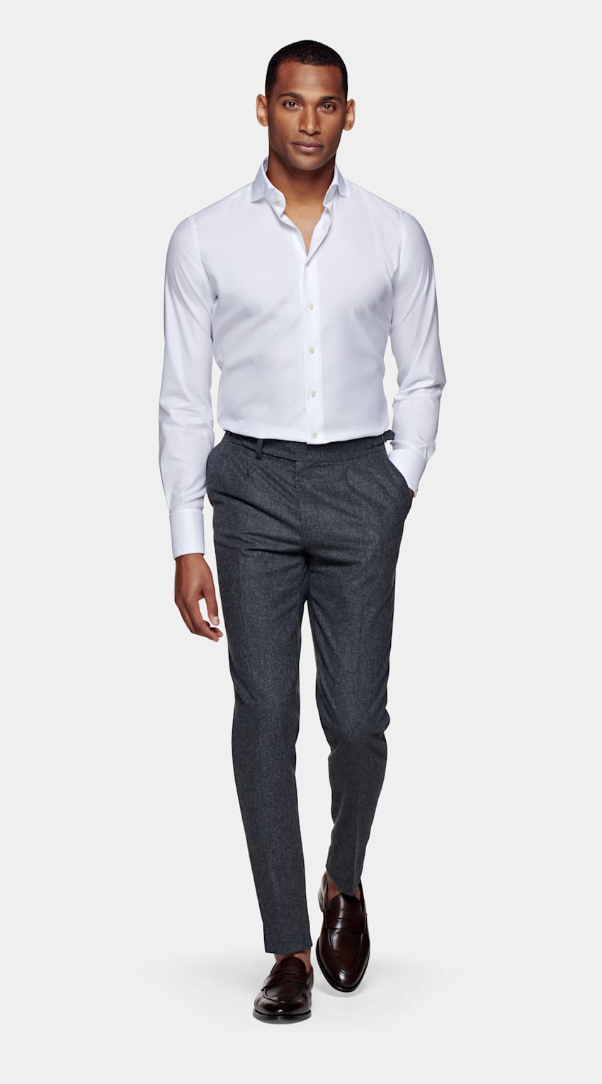 White Twill Slim Fit Shirt | Egyptian Cotton | Suitsupply Online Store