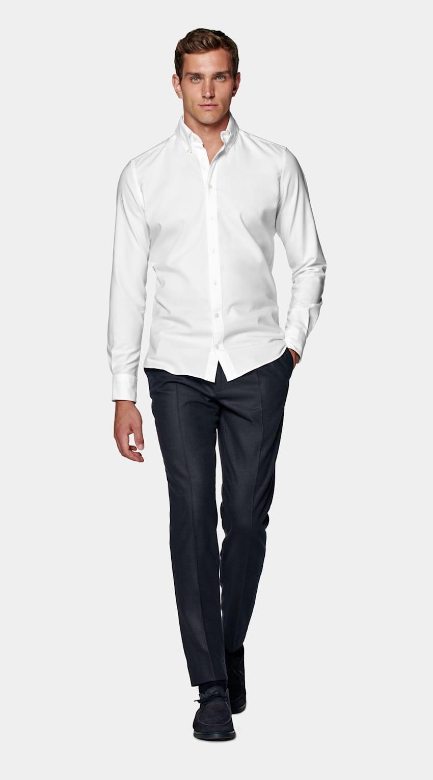 SUITSUPPLY Natural Stretch Egyptian Cotton by Albiate, Italy White Washed Oxford Slim Fit Shirt