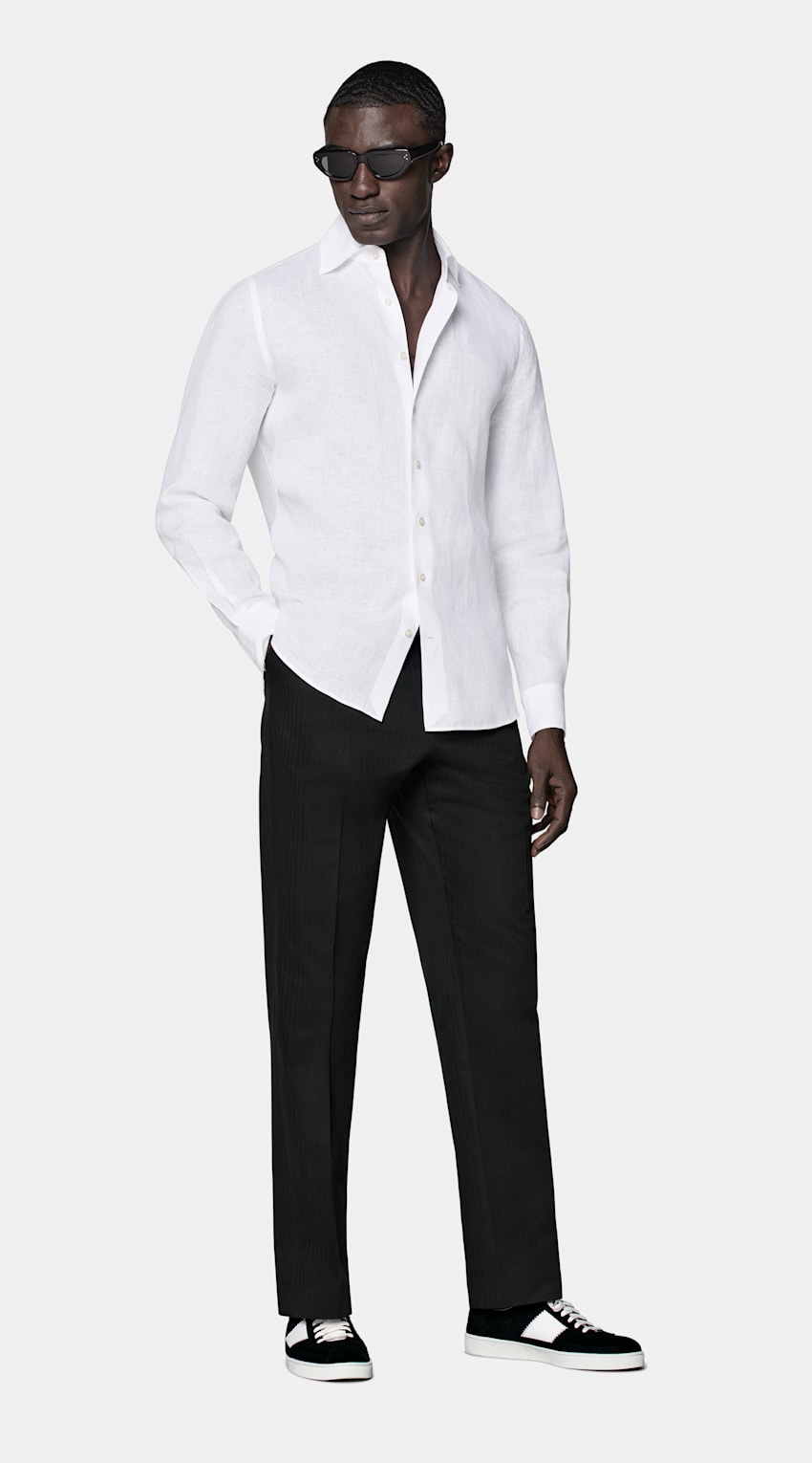 SUITSUPPLY Pure Linen by Albini, Italy White Slim Fit Shirt