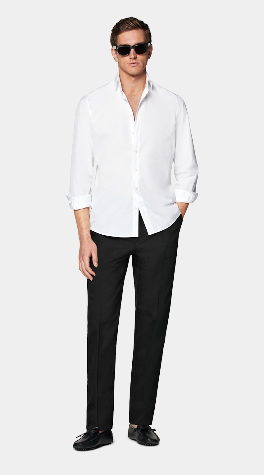 SUITSUPPLY Egyptian Cotton by Testa Spa, Italy White Poplin Slim Fit Shirt