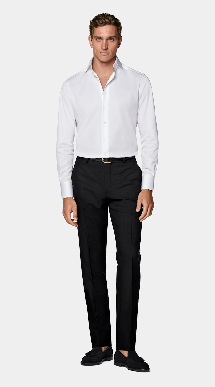SUITSUPPLY Egyptian Cotton by Thomas Mason, Italy White Twill Tailored Fit Shirt