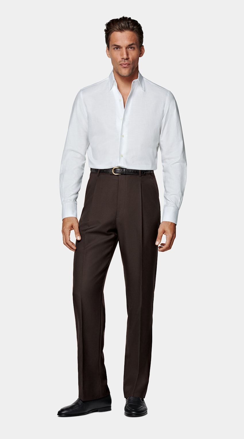 SUITSUPPLY Baumwolle-Leinen von Testa 1919 Srl, Italien Hemd weiß Tailored Fit