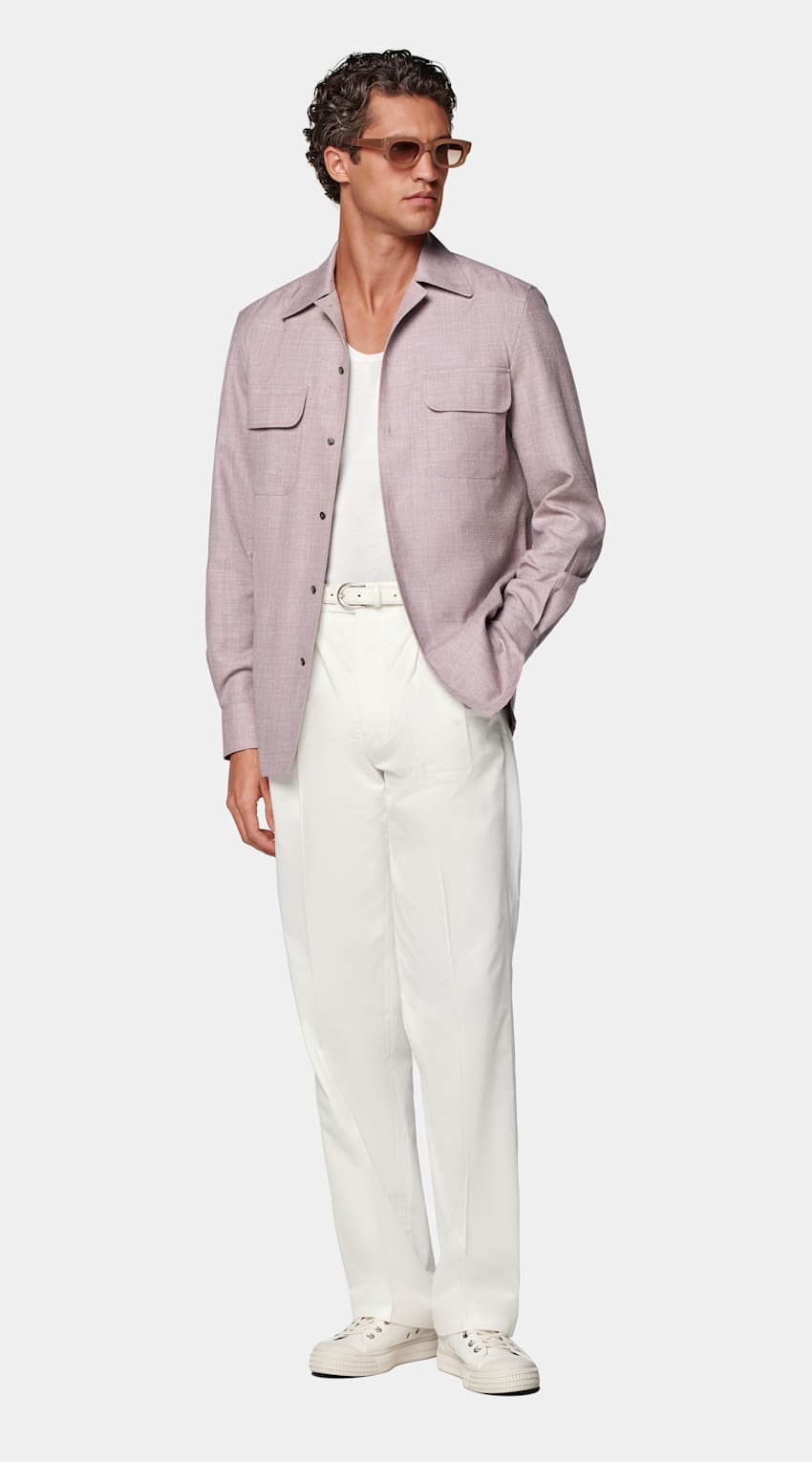 SUITSUPPLY Wool, Silk & Linen by E.Thomas, Italy Purple Relaxed Fit Shirt