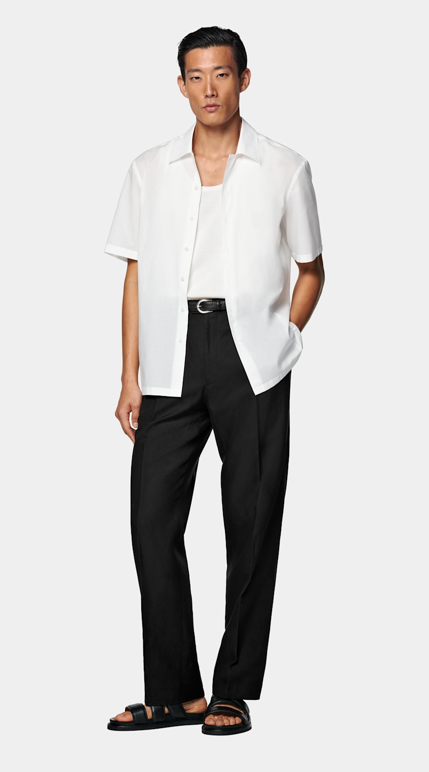 SUITSUPPLY Egyptian Cotton by Albini, Italy White Short Sleeve Shirt