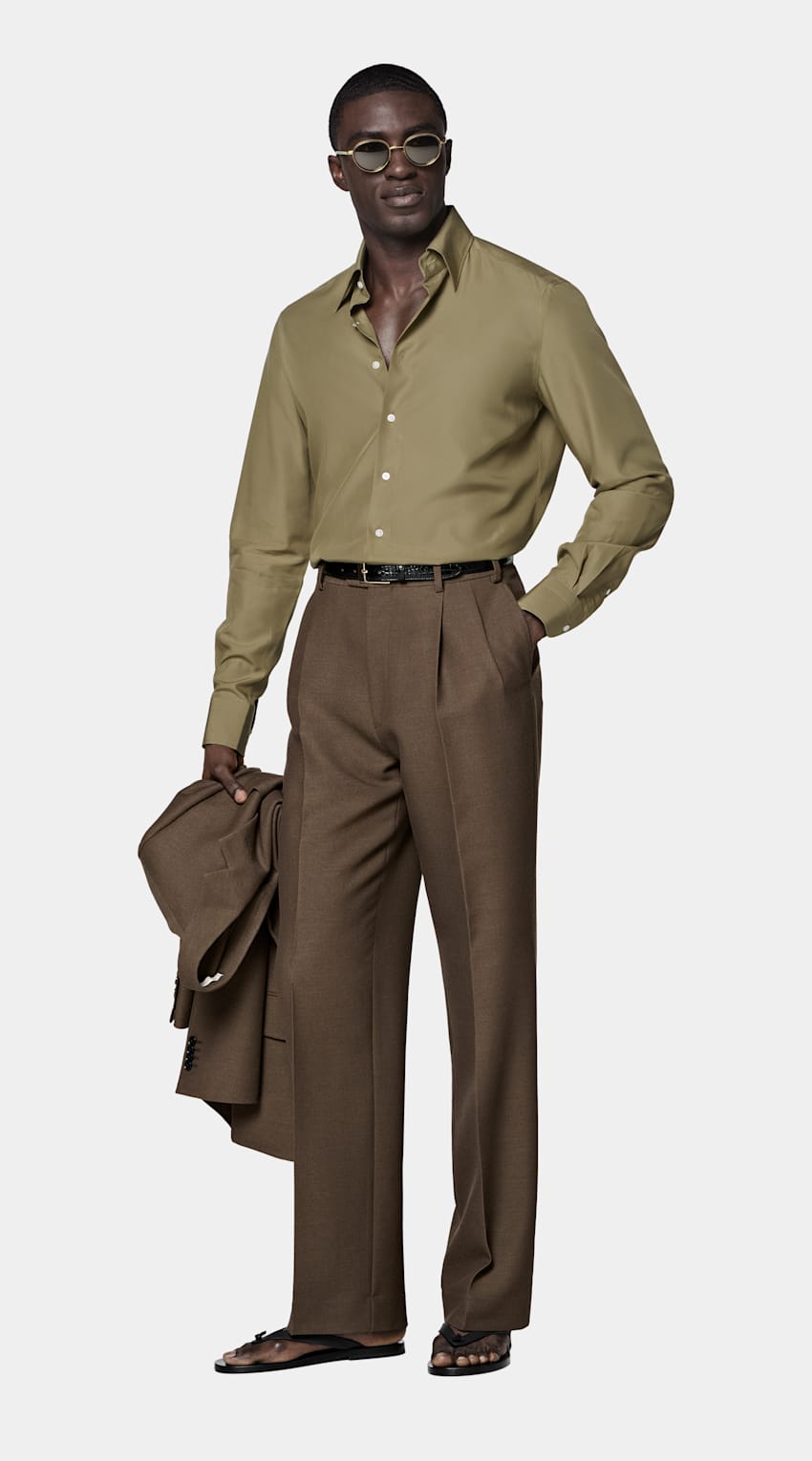 SUITSUPPLY Lyocell van Sidogras, Spanje Groen Lyocell Overhemd