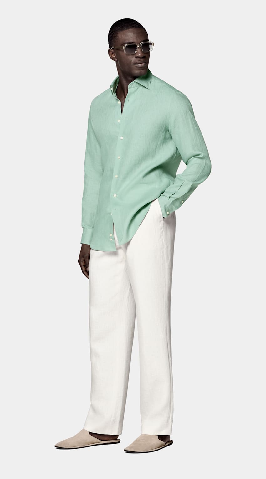 SUITSUPPLY Pure Linen by Baird McNutt, United Kingdom Mid Green Linen Shirt