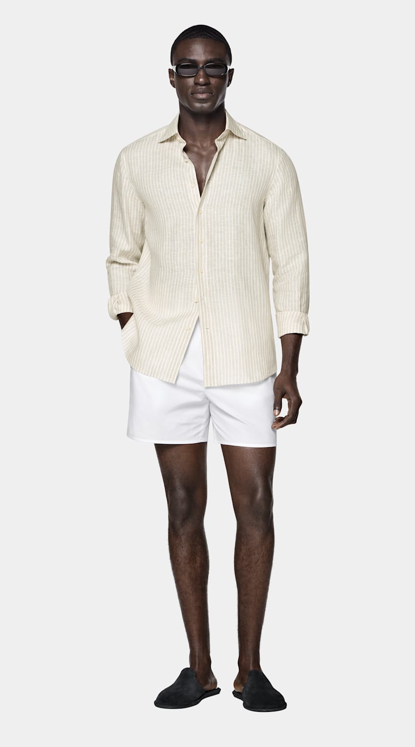 SUITSUPPLY Pure Linen de Baird McNutt, Reino Unido Light Brown Striped Linen Shirt