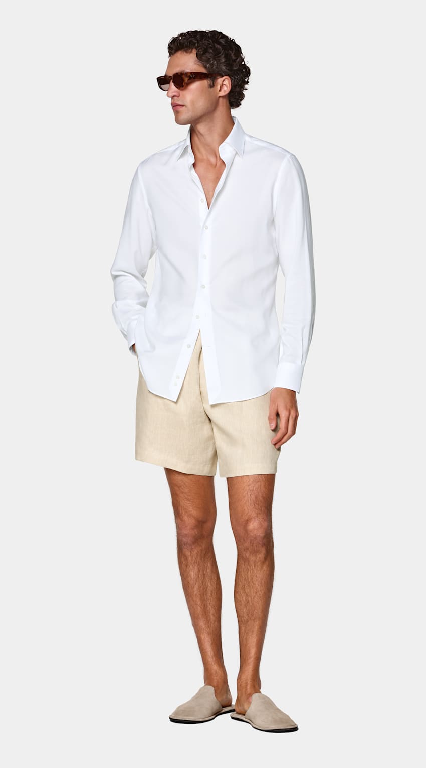 SUITSUPPLY Lyocell van Testa 1919 Srl, Itali&euml; Wit Lyocell Overhemd