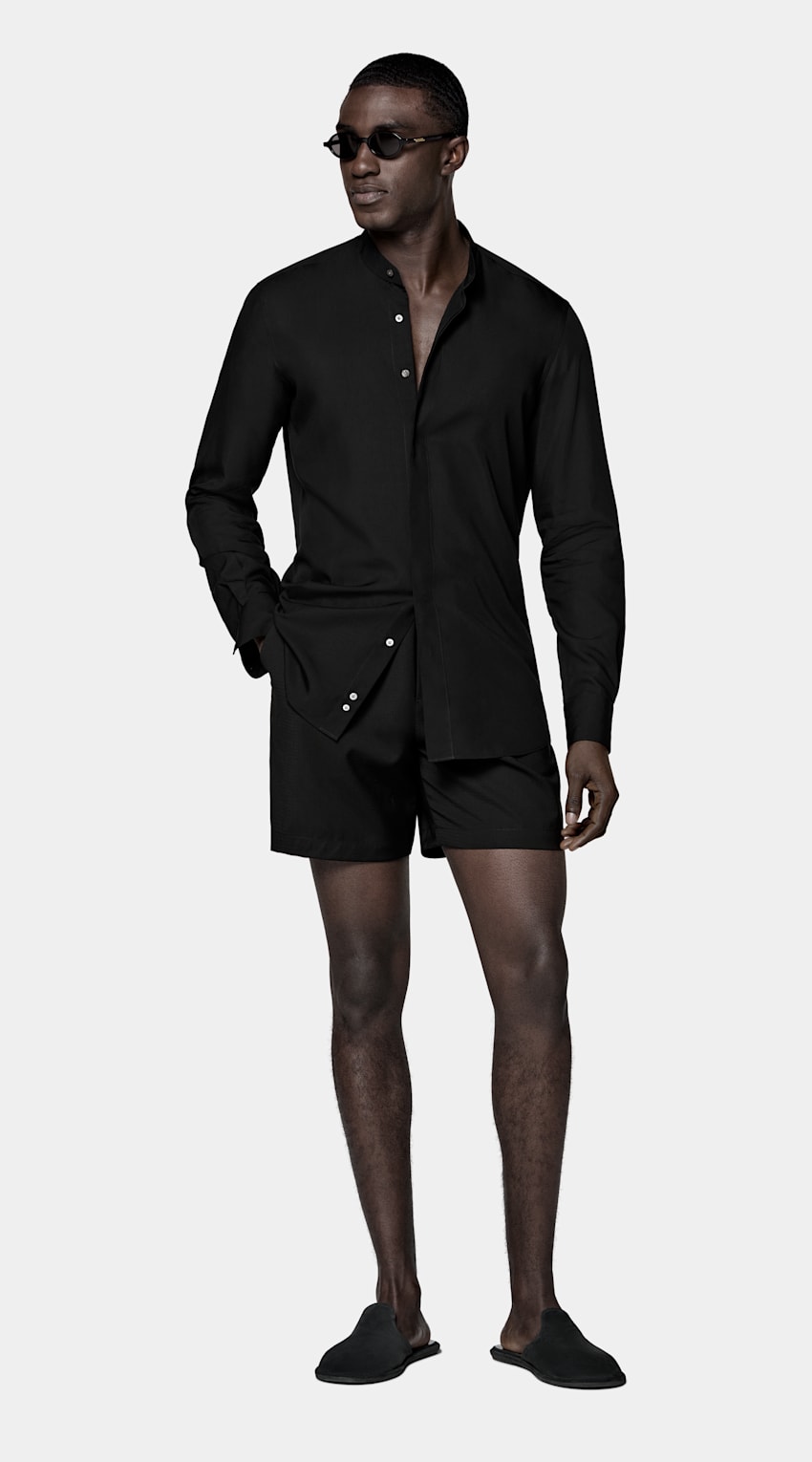 SUITSUPPLY Lyocell et soie - Albini, Italie Chemise noire en lyocell et soie