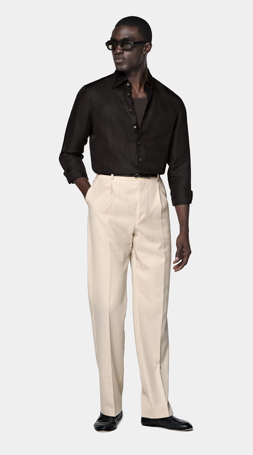 SUITSUPPLY Linen Silk by Beste, Italy Dark Brown Linen Silk Overshirt