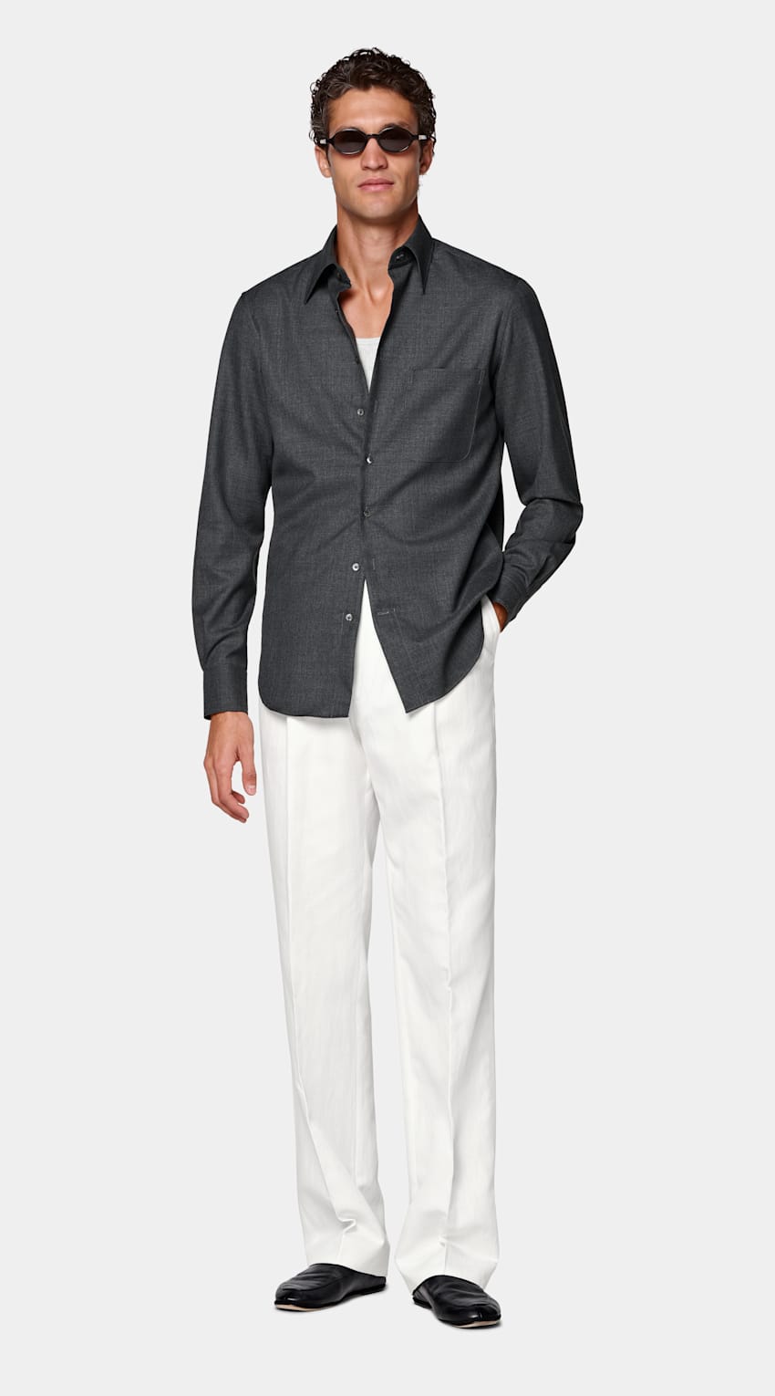 SUITSUPPLY Pure Wool by Vitale Barberis Canonico, Italy Dark Grey Wool Overshirt