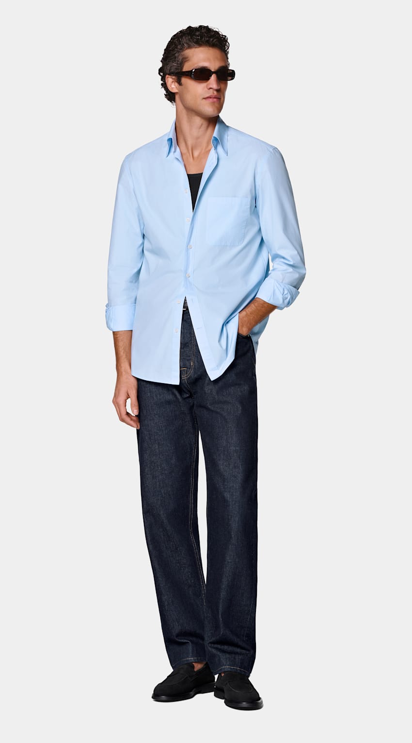 SUITSUPPLY Pur coton - Sidogras, Espagne Chemise en coton bleu clair