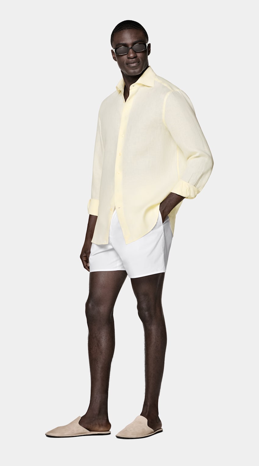 SUITSUPPLY Pure Linen by Testa 1919 Srl, Italy Light Yellow Linen Shirt