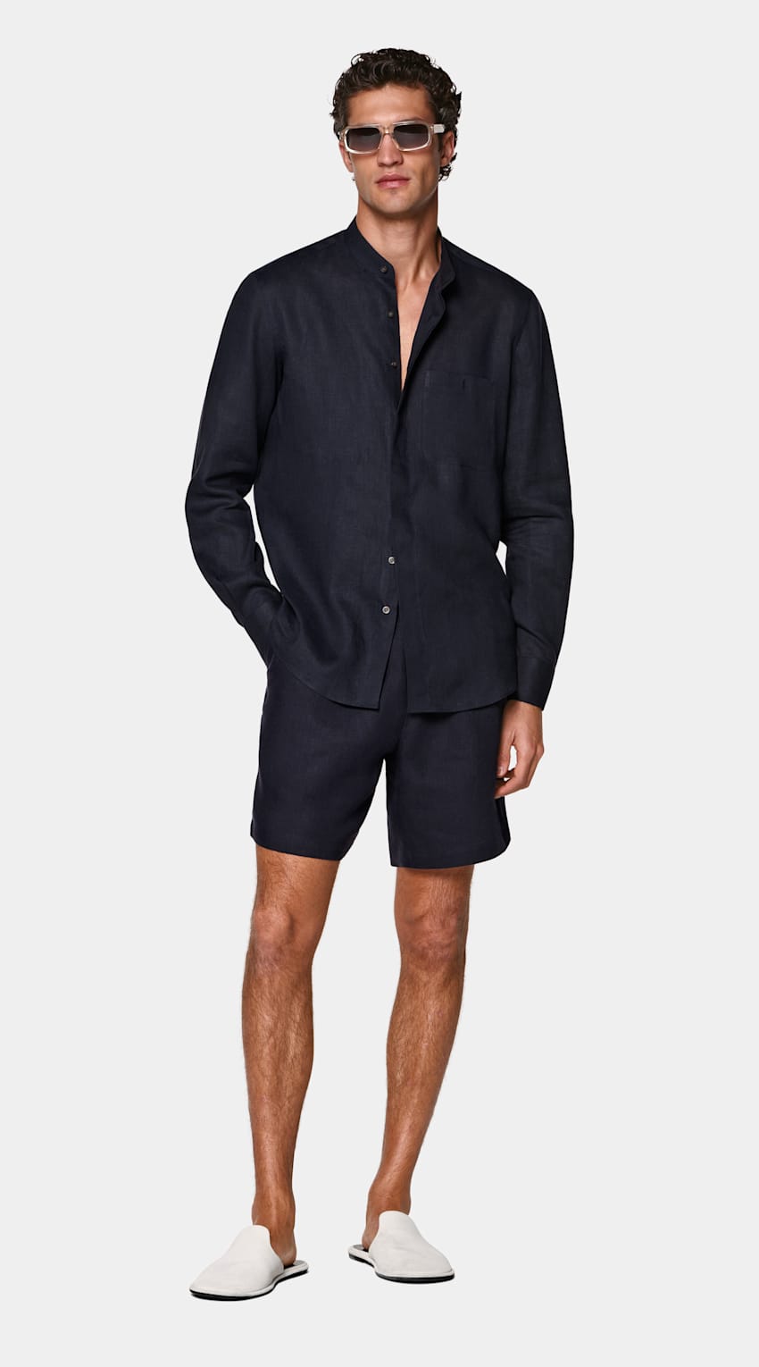 SUITSUPPLY Pure Linen by Baird McNutt, United Kingdom Navy Linen Overshirt
