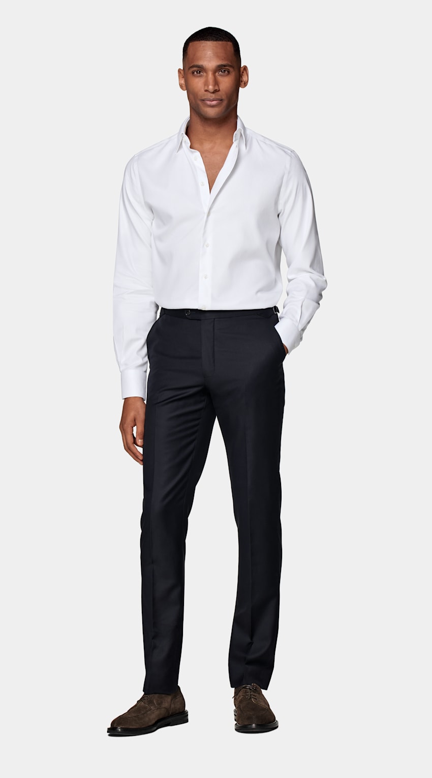 SUITSUPPLY Pure Cotton Traveller White Royal Oxford Extra Slim Fit Shirt
