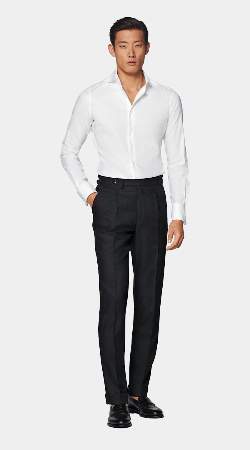 SUITSUPPLY Egyptian Cotton by Albini, Italy White Twill Slim Fit Shirt