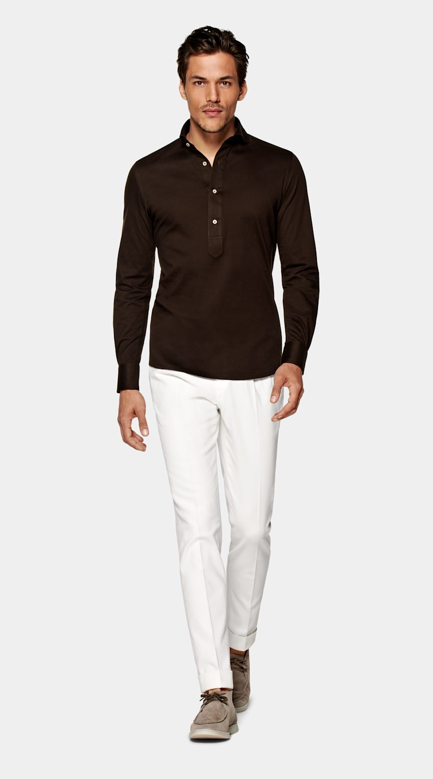 Brown Jersey Extra Slim Fit Popover