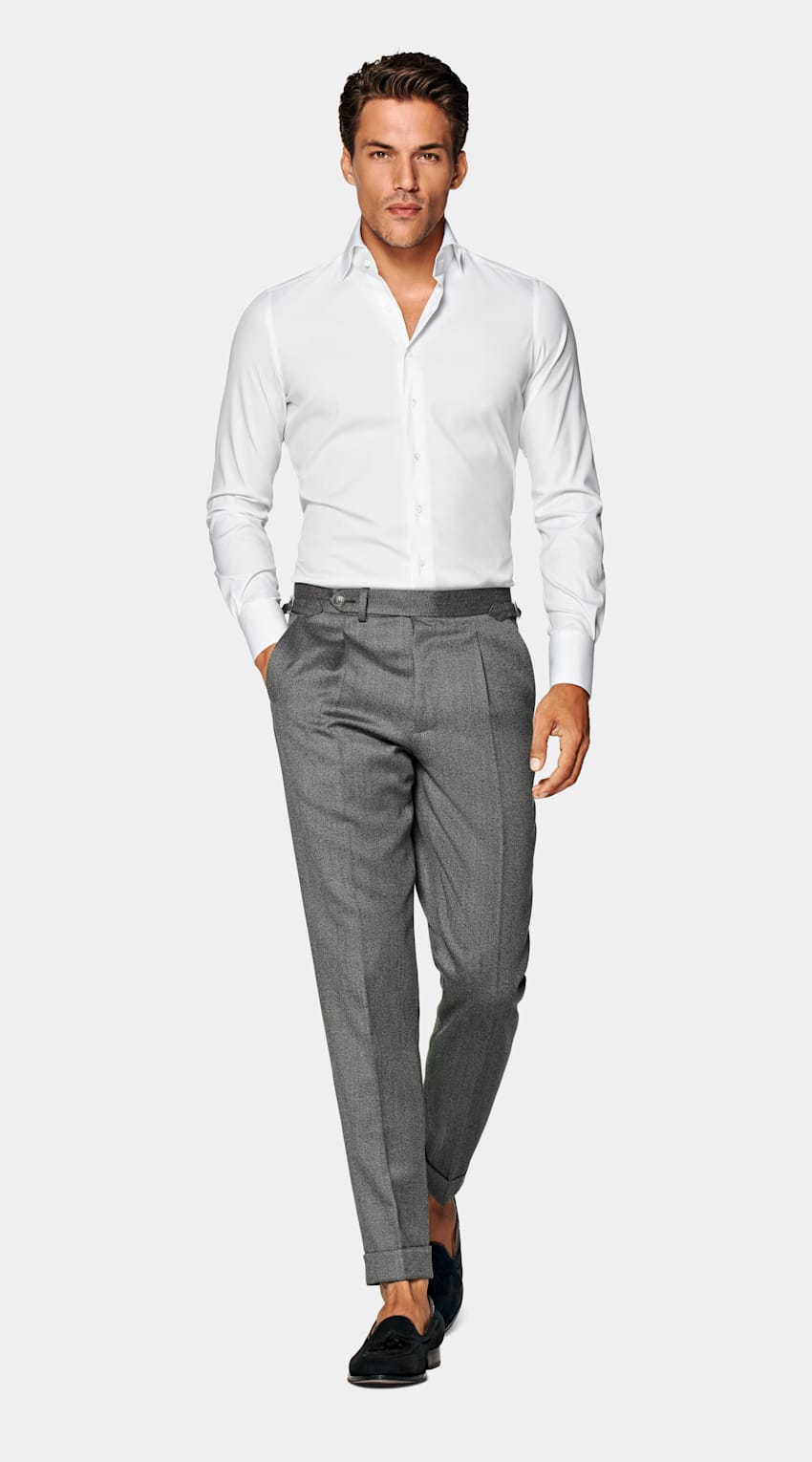 SUITSUPPLY Stretch Cotton Polyamide by Reggiani, Italy White Extra Slim Fit Shirt