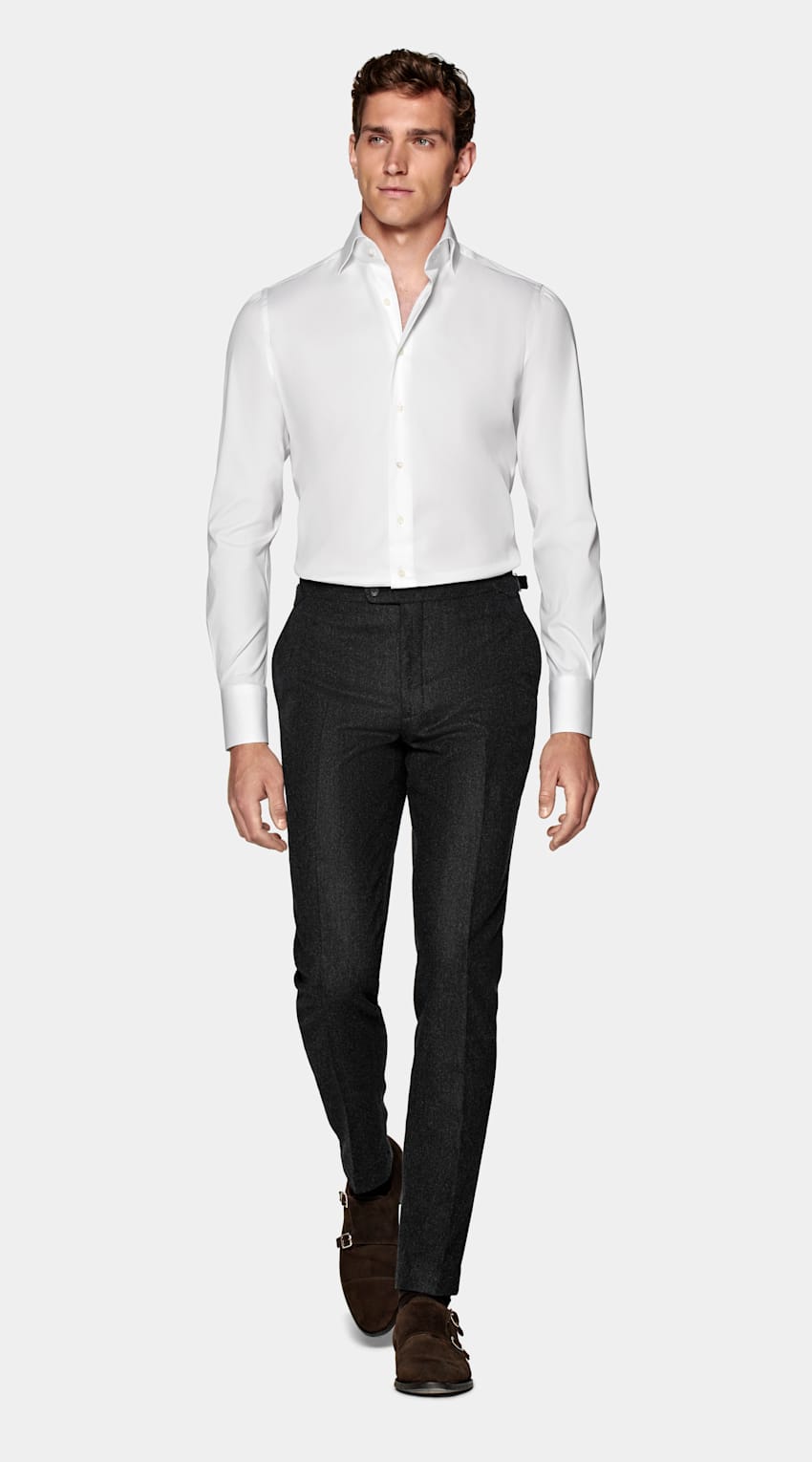 SUITSUPPLY Coton stretch et polyamide - Reggiani, Italie Chemise coupe très ajustée blanche