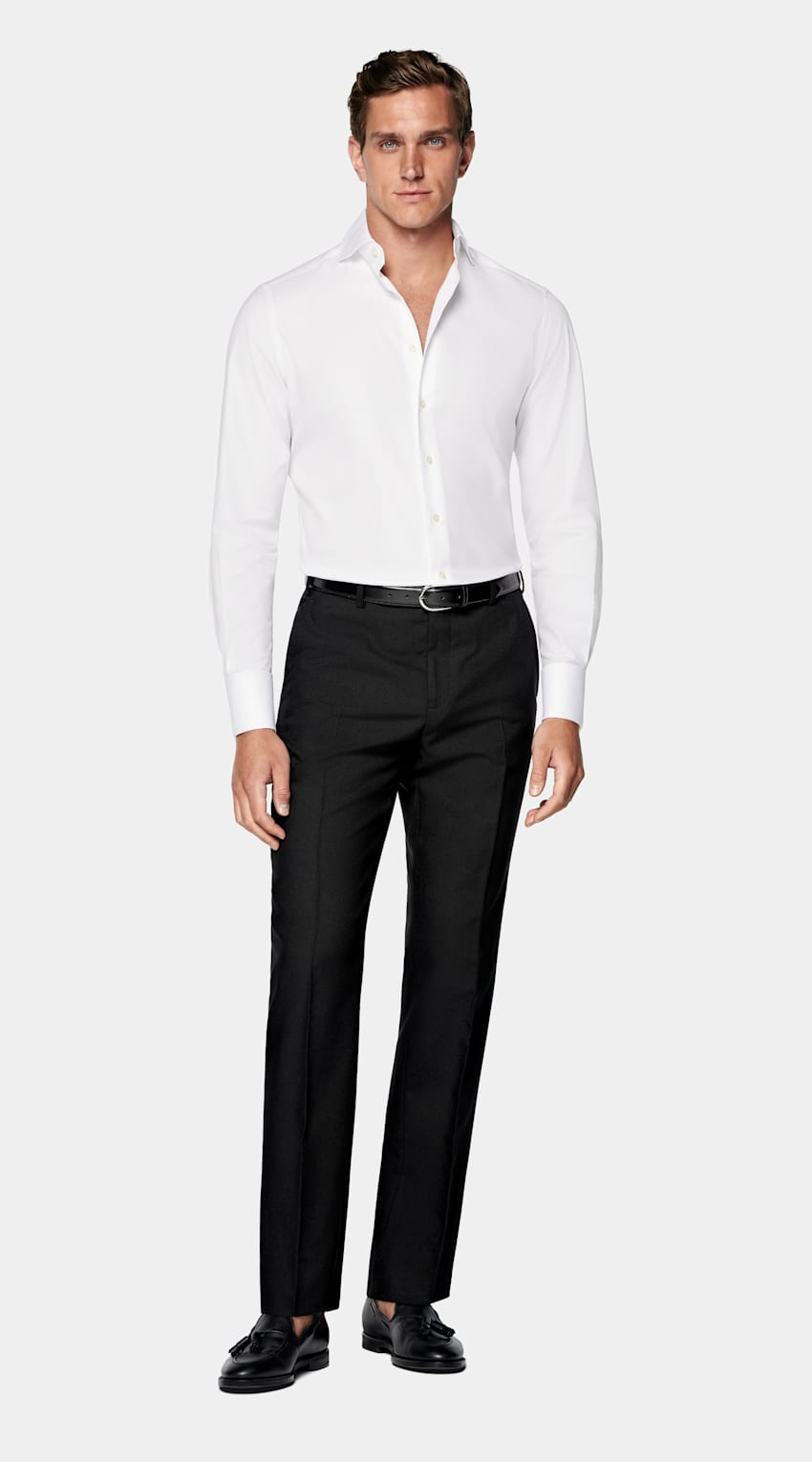 SUITSUPPLY Ägyptische Baumwolle von Albini, Italien Weißes Hemd mit Haifischkragen