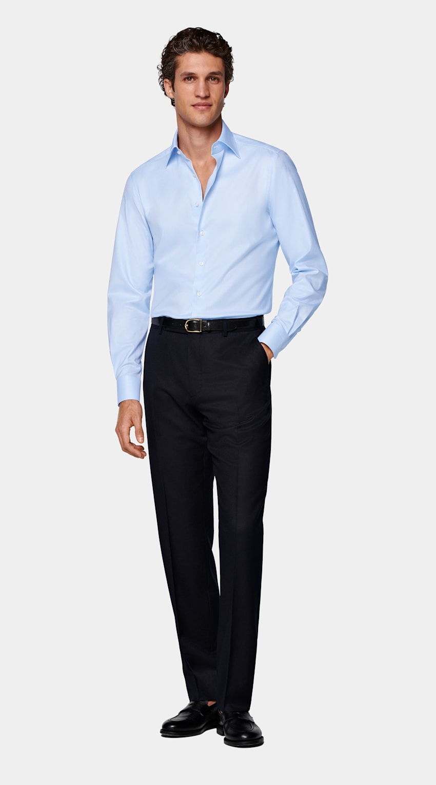 SUITSUPPLY Egyptian Cotton by Albini, Italy Light Blue Classic Collar Shirt