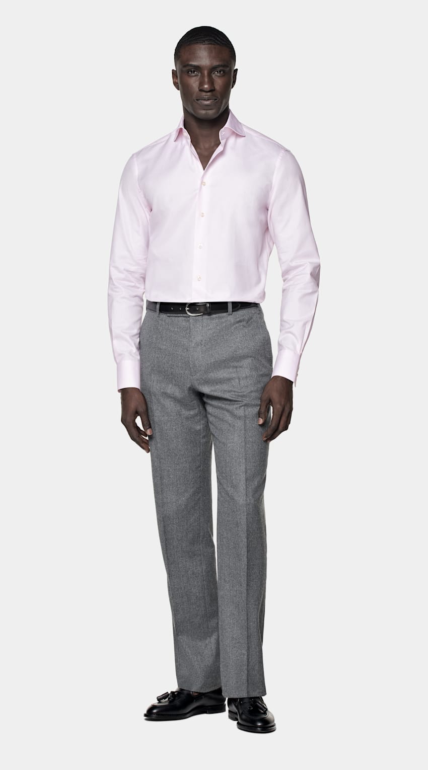 SUITSUPPLY Egyptian Cotton by Albini, Italy Pink Cutaway Collar Shirt