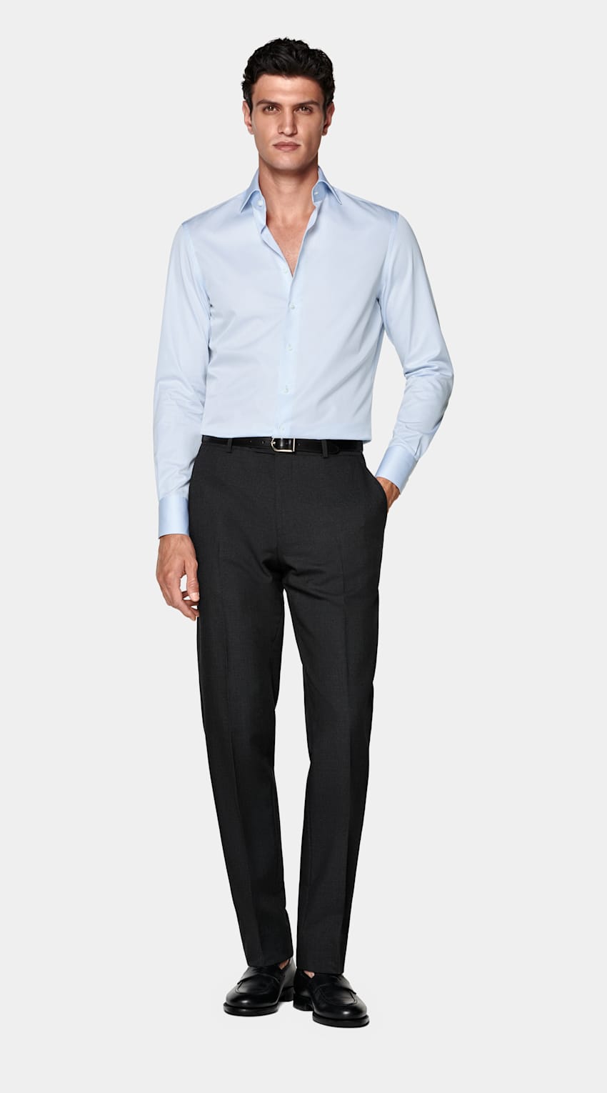 SUITSUPPLY Egyptian Cotton by Thomas Mason, Italy Light Blue Widespread Collar Shirt