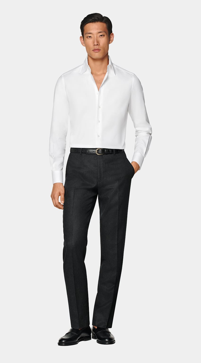 SUITSUPPLY Bawełna egipska od Albini, Włochy White Point Collar Tailored Fit Shirt