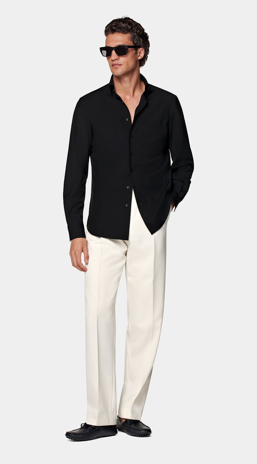 SUITSUPPLY Pure Wool by Reda, Italy Black Tailored Fit Shirt