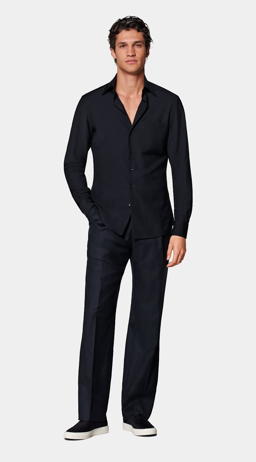 SUITSUPPLY Pure Wool by Reda, Italy Navy Tailored Fit Shirt