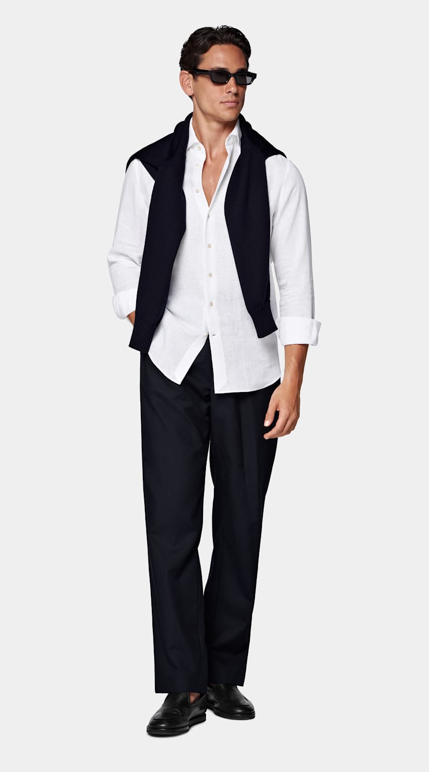 SUITSUPPLY Pure Linen by Albini, Italy White Linen Shirt